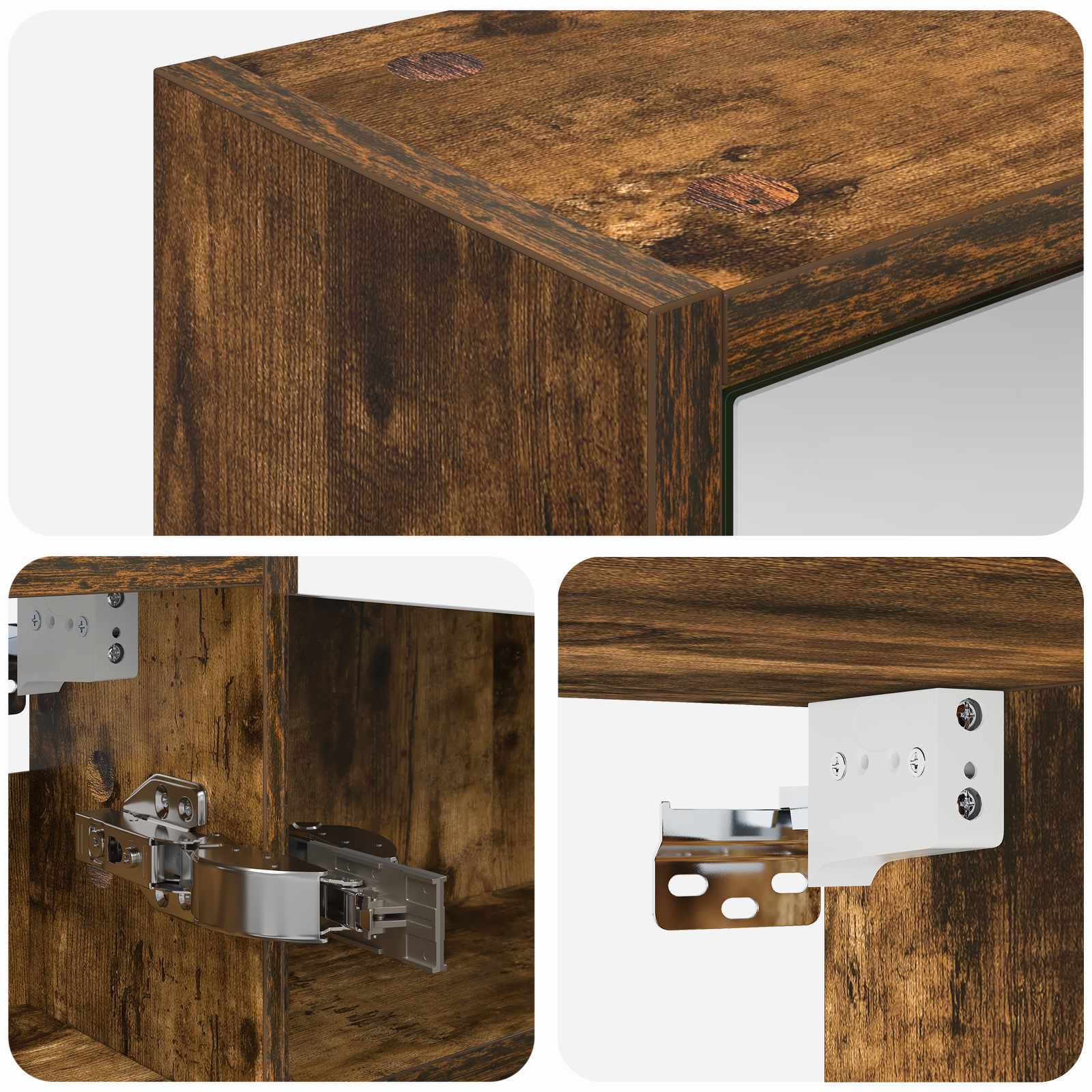 Mobiletto per specchio da bagno Rovere fumé 43 x 16 x 62.5 cm | homemem39
