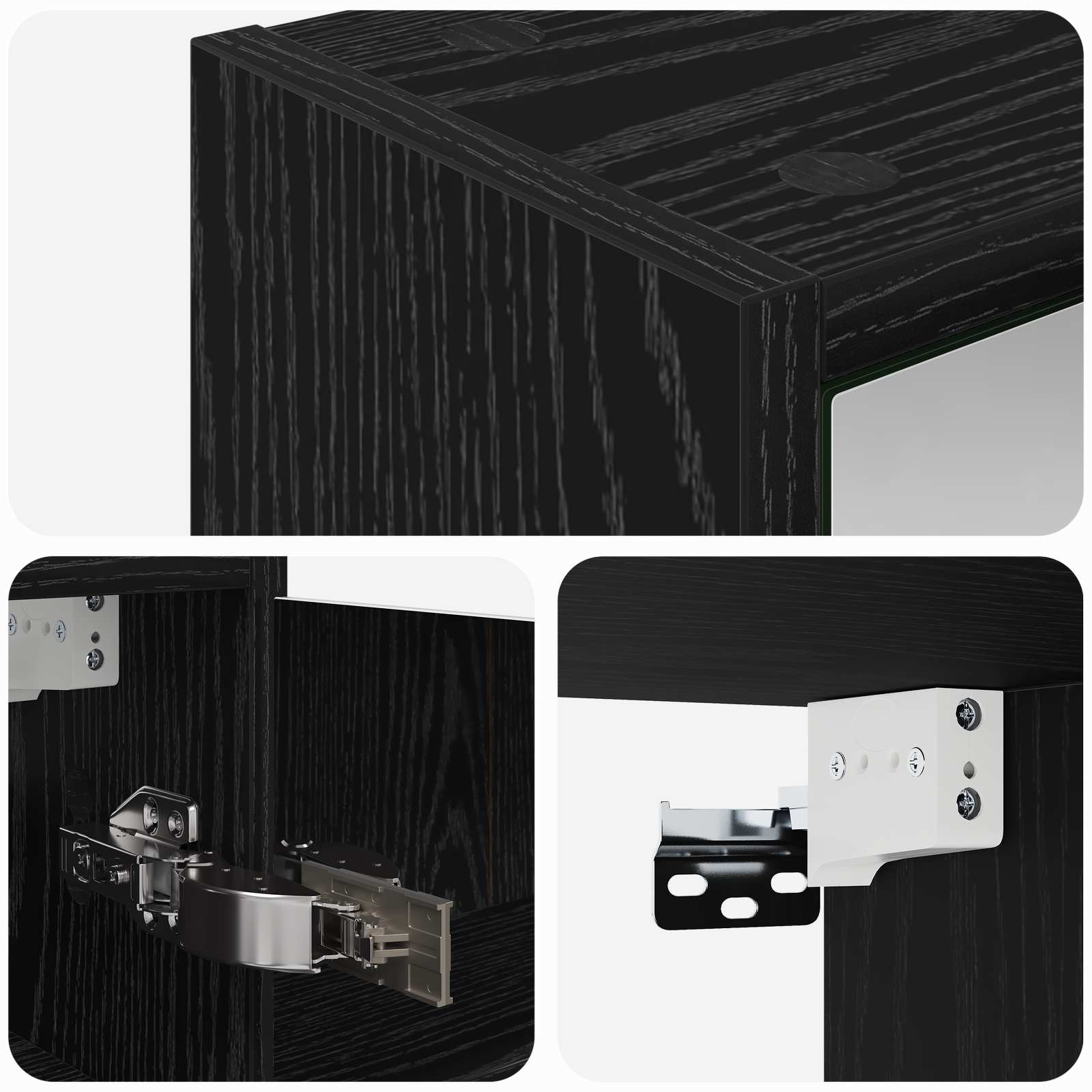 Mobiletto per specchio da bagno Rovere Nero 43 x 16 x 62.5 cm | homemem39
