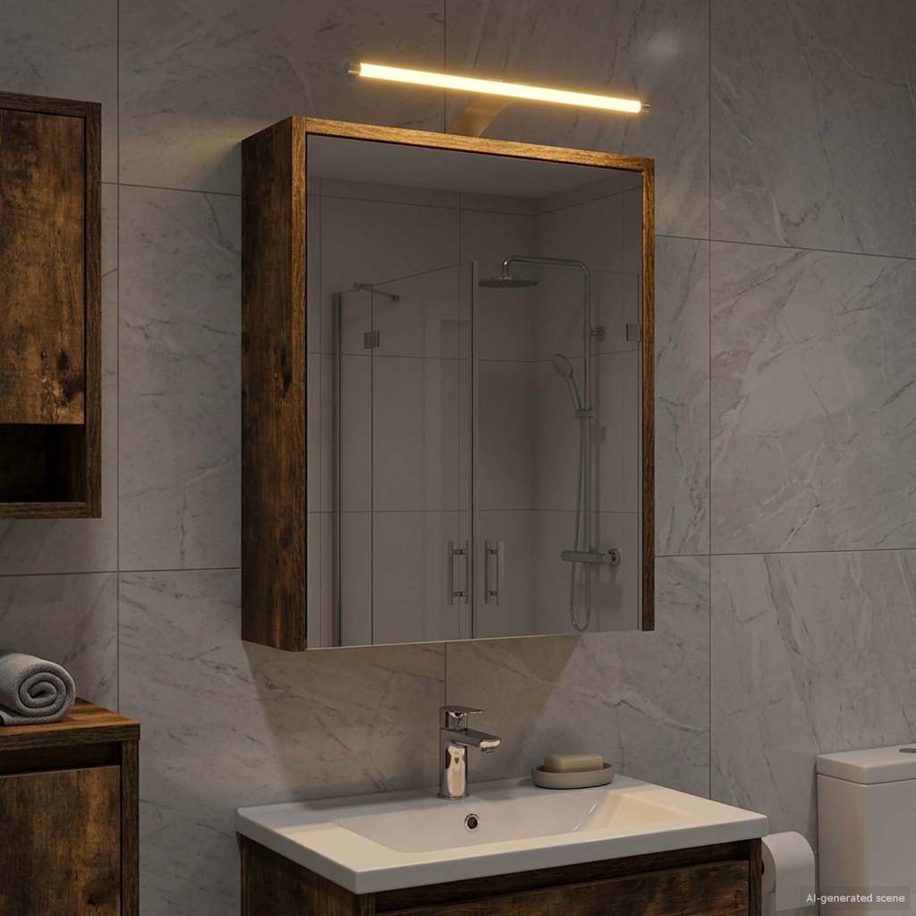 Mobiletto per specchio da bagno Rovere fumé 43 x 16 x 62.5 cm | homemem39