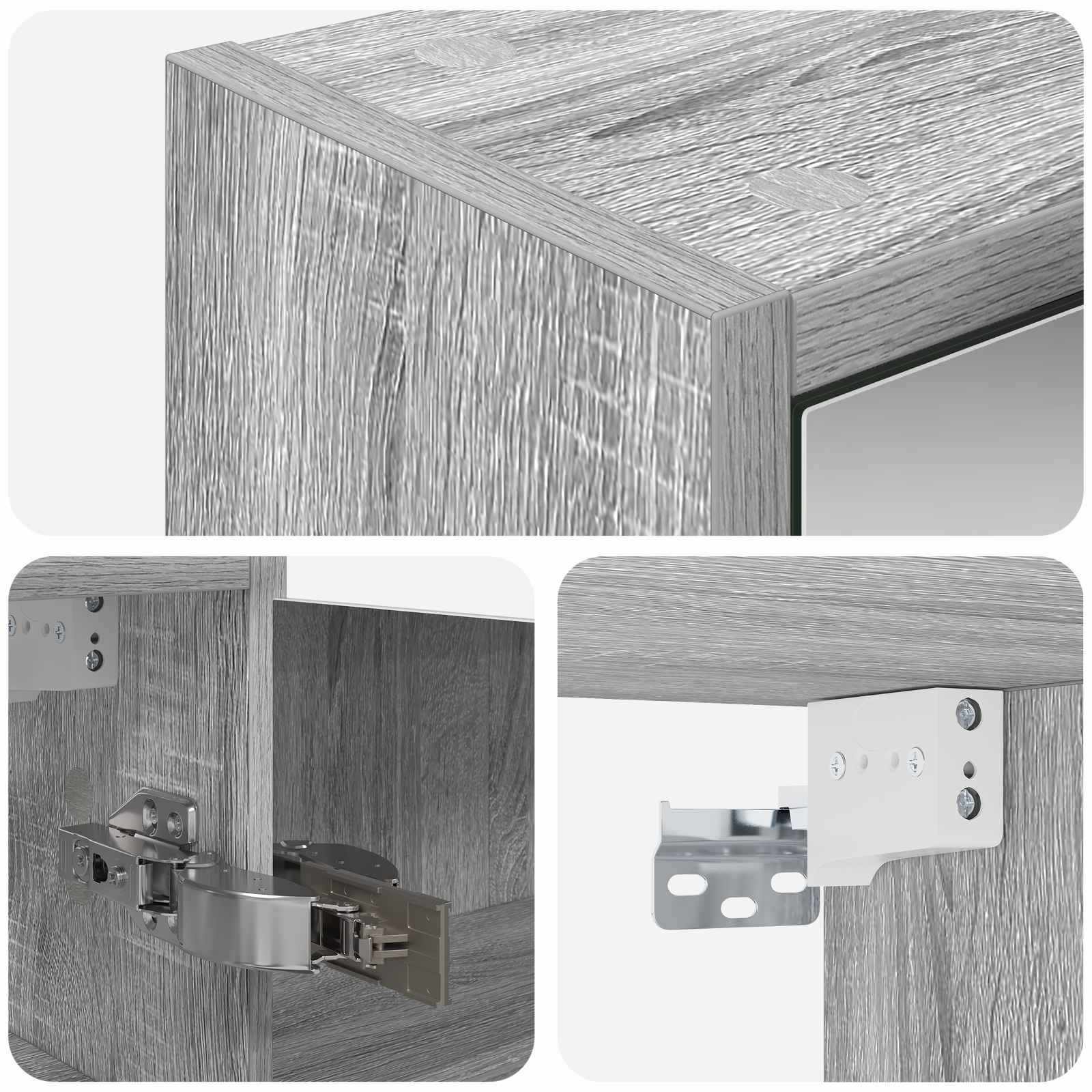 Mobiletto per specchio da bagno Grigio Sonoma 43 x 16 x 62.5 cm | homemem39