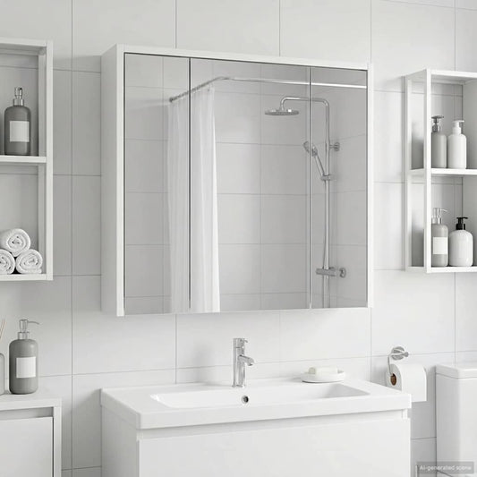 Mobiletto per specchio da bagno Bianco 63,5 x 16 x 62,5 cm