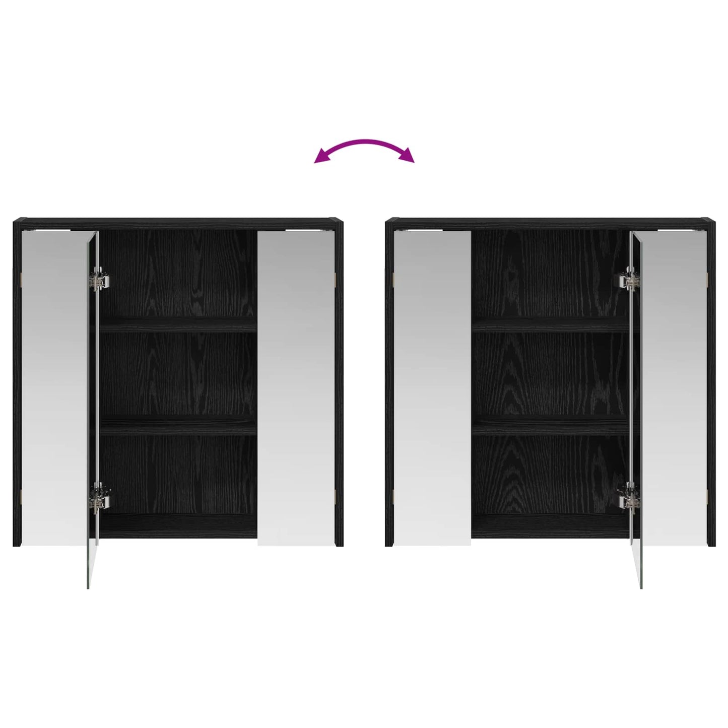 Mobiletto per specchio da bagno Rovere Nero 63,5 x 16 x 62,5 cm | homemem39