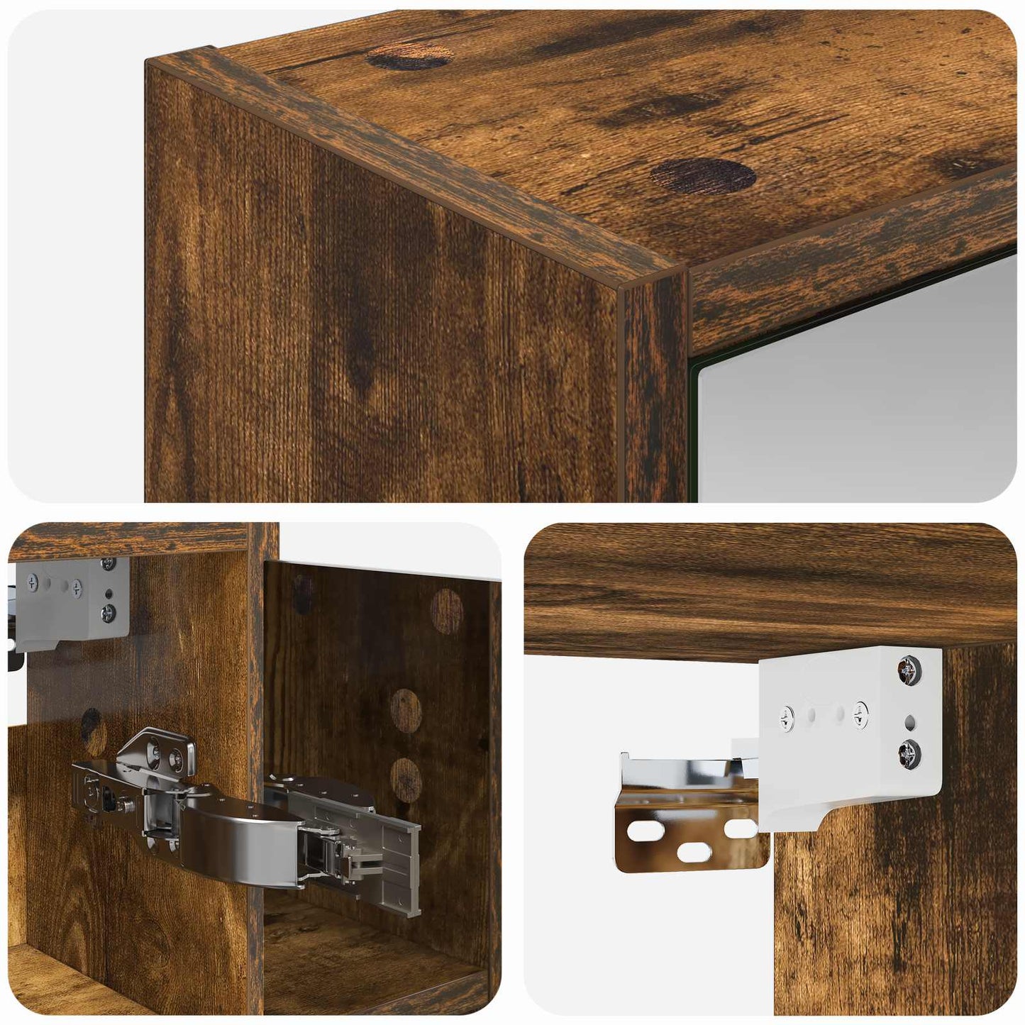 Mobiletto per specchio da bagno Rovere fumé 63,5 x 16 x 62,5 cm | homemem39