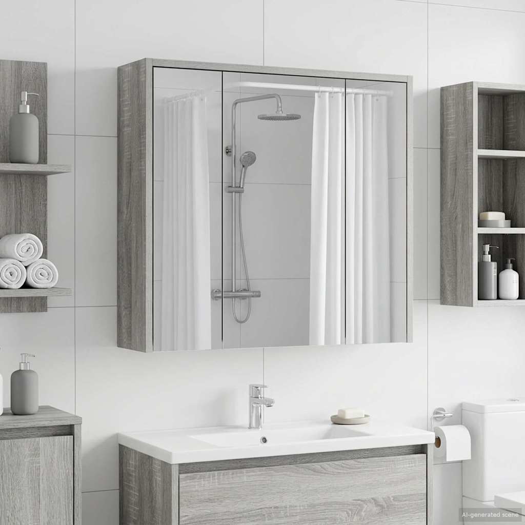 Mobiletto per specchio da bagno Grigio Sonoma | homemem39