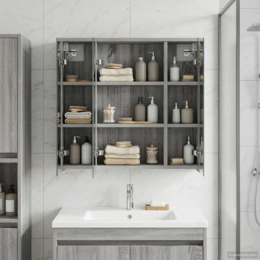 Mobiletto per specchio da bagno Grigio Sonoma