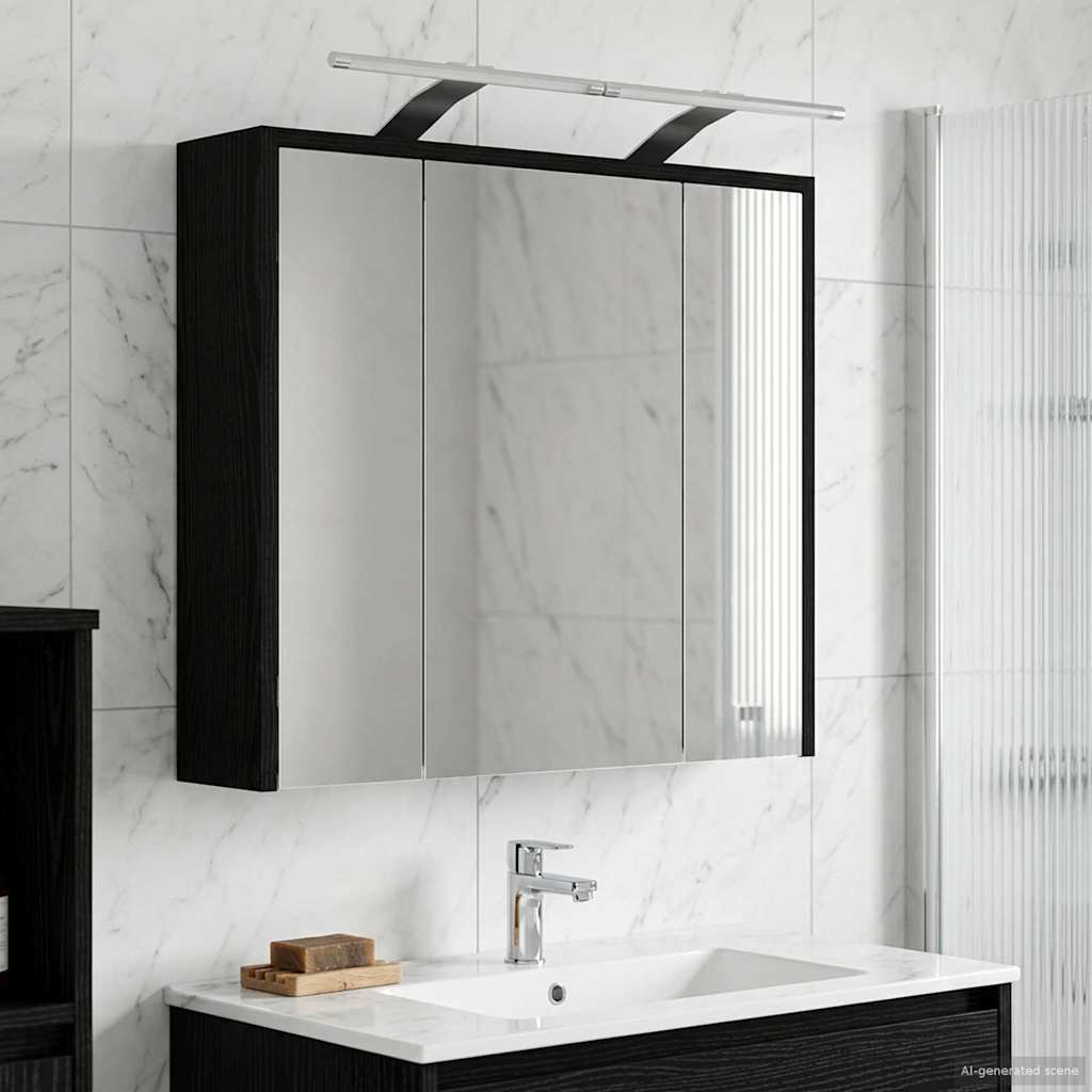 Mobiletto per specchio da bagno Rovere Nero 63,5 x 16 x 62,5 cm | homemem39