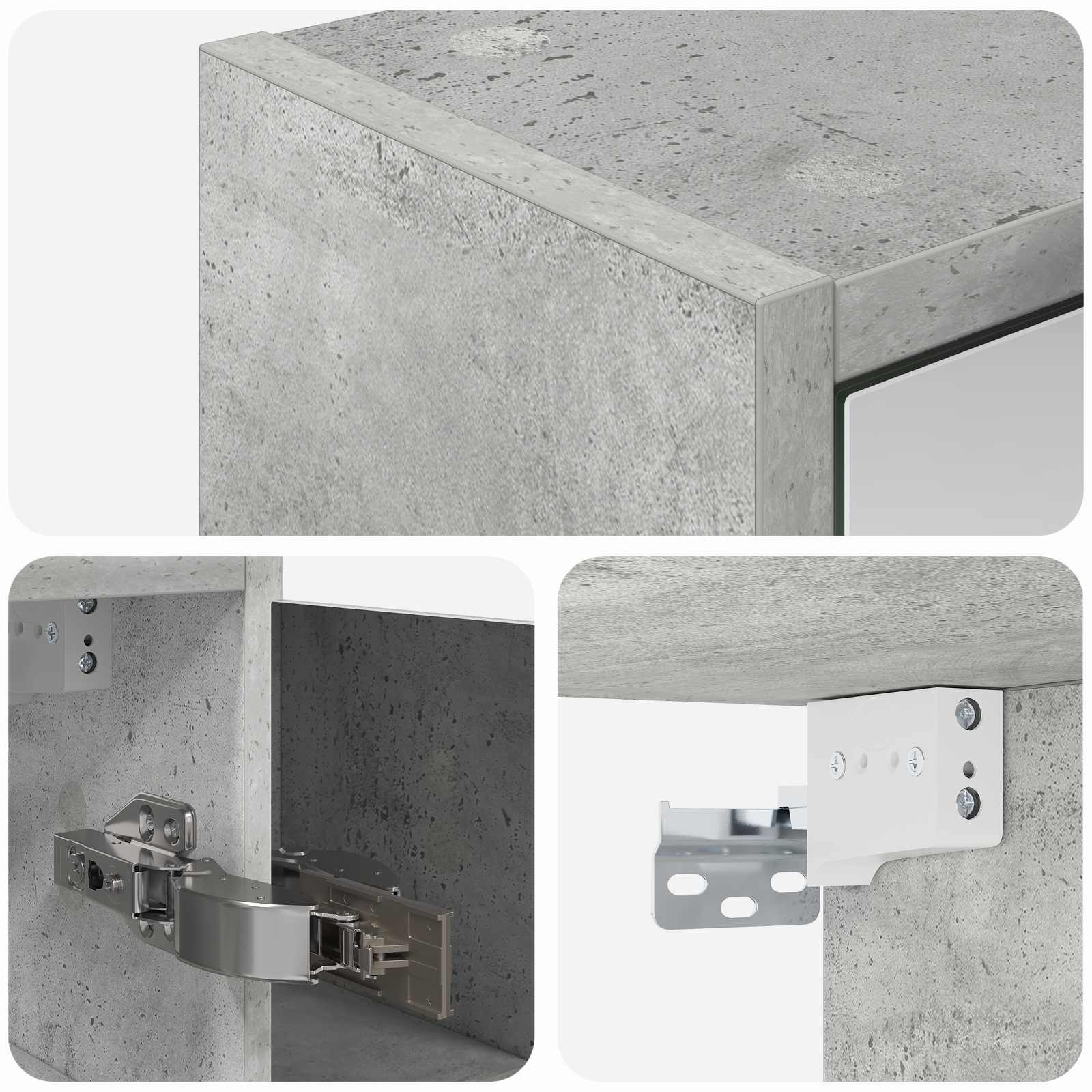 Mobiletto per specchio da bagno Grigio cemento | homemem39