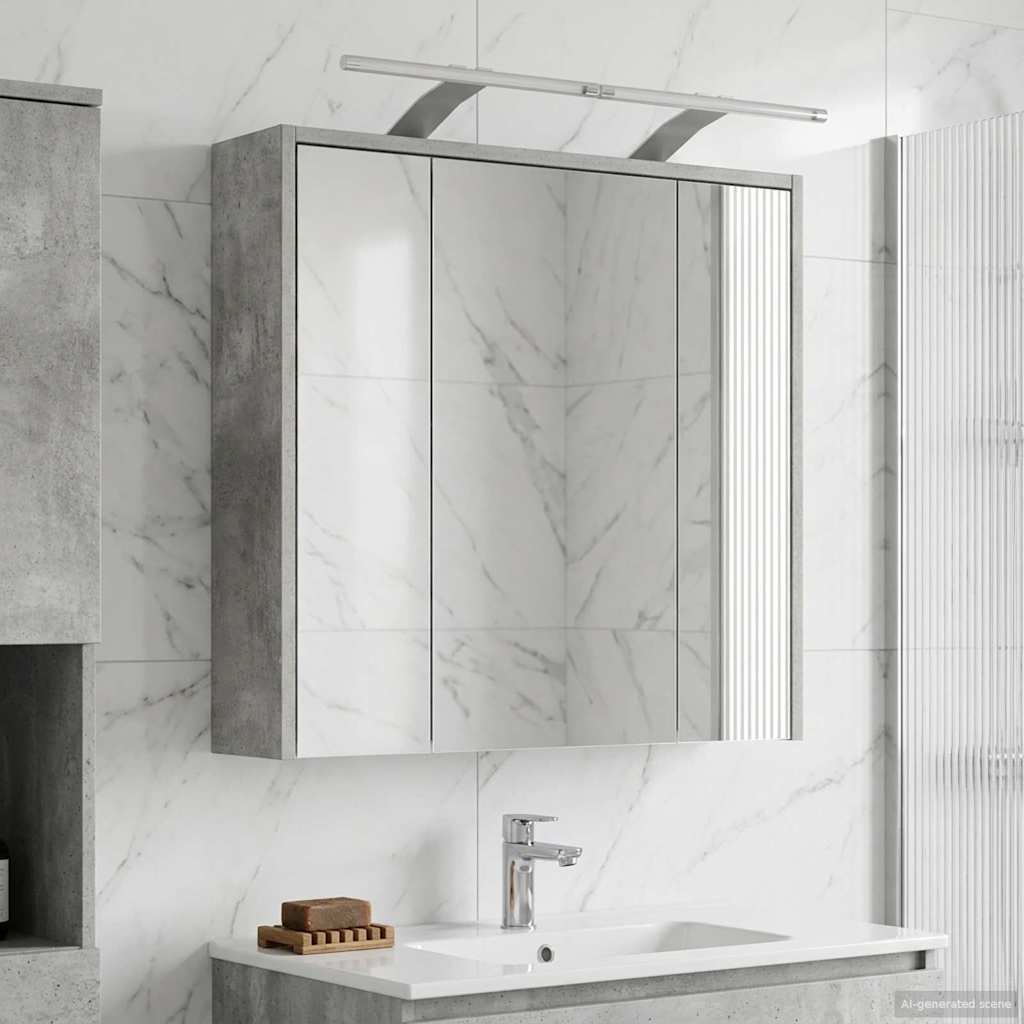 Mobiletto per specchio da bagno Grigio cemento | homemem39