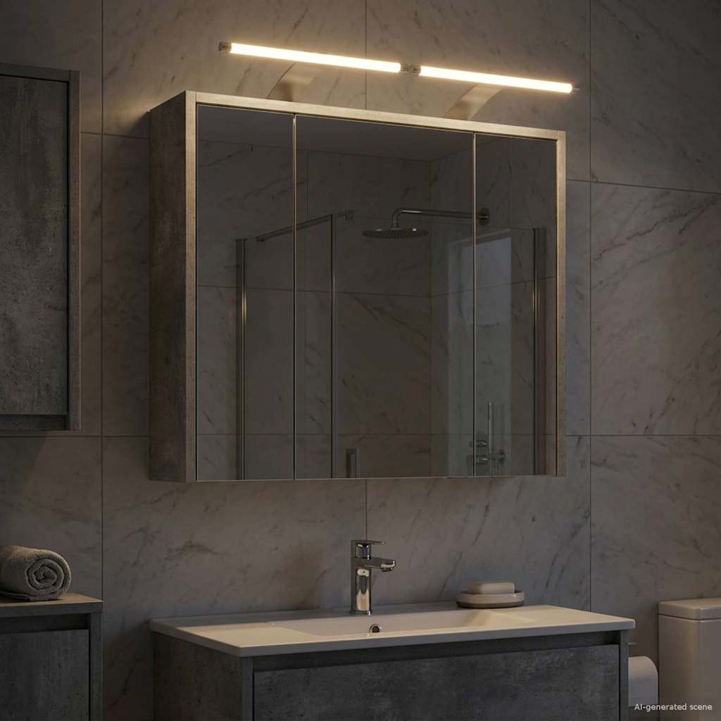 Mobiletto per specchio da bagno Grigio cemento