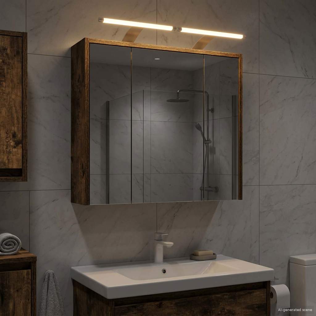 Mobiletto per specchio da bagno Rovere fumé 63,5 x 16 x 62,5 cm | homemem39