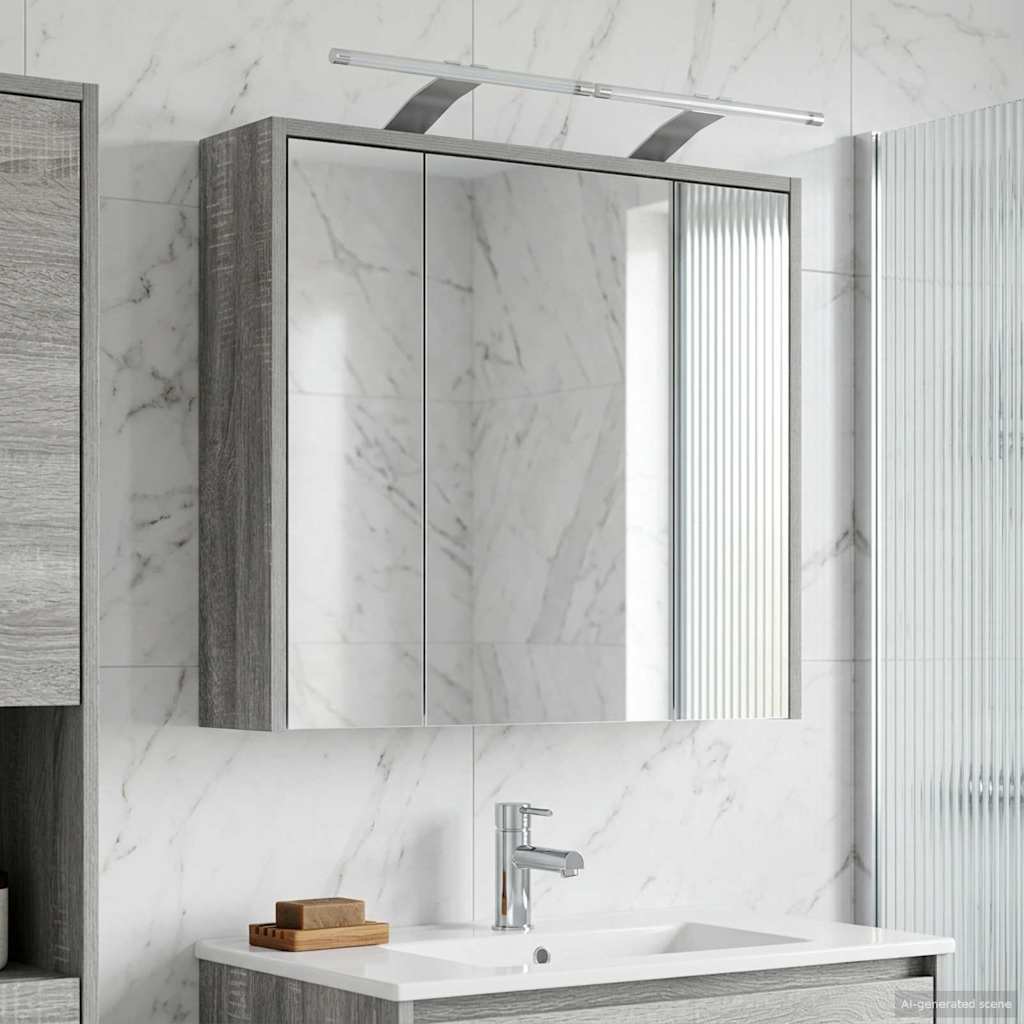 Mobiletto per specchio da bagno Grigio Sonoma | homemem39