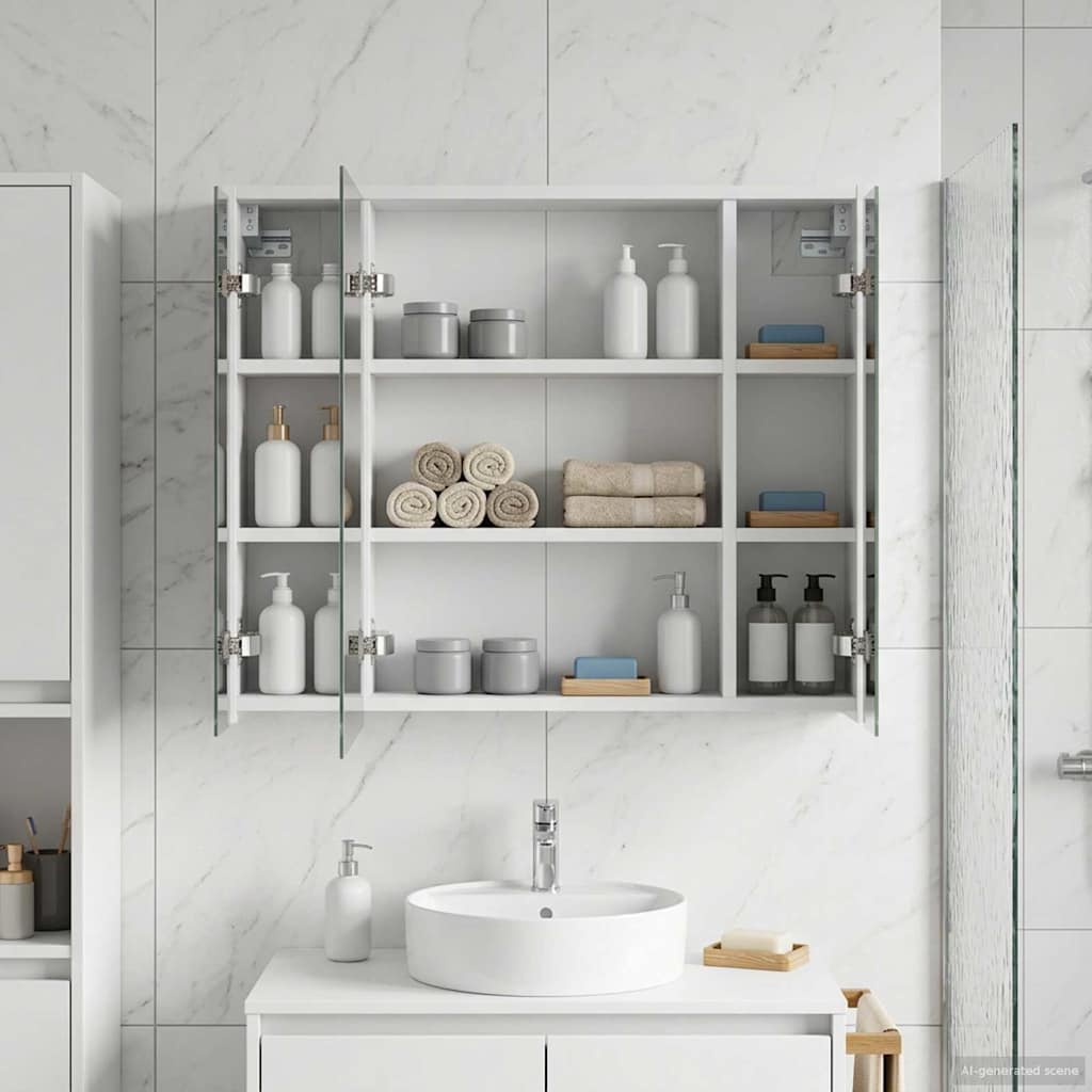Mobiletto per specchio da bagno Bianco 73,5 x 16 x 62,5 cm | homemem39