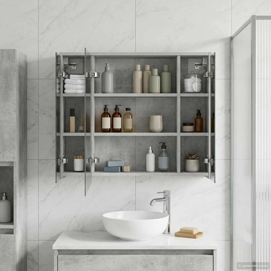 Mobiletto per specchio da bagno Grigio cemento | homemem39