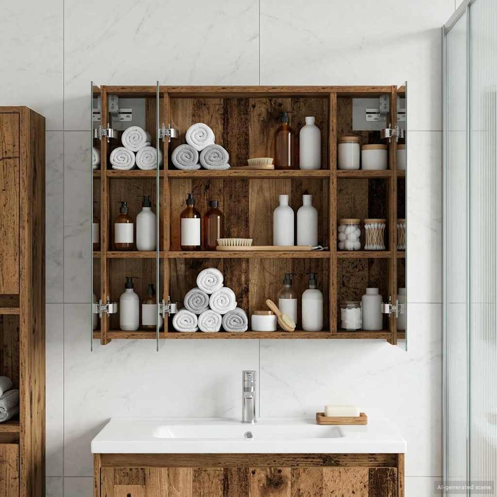 Mobiletto per specchio da bagno Legno vecchio | homemem39