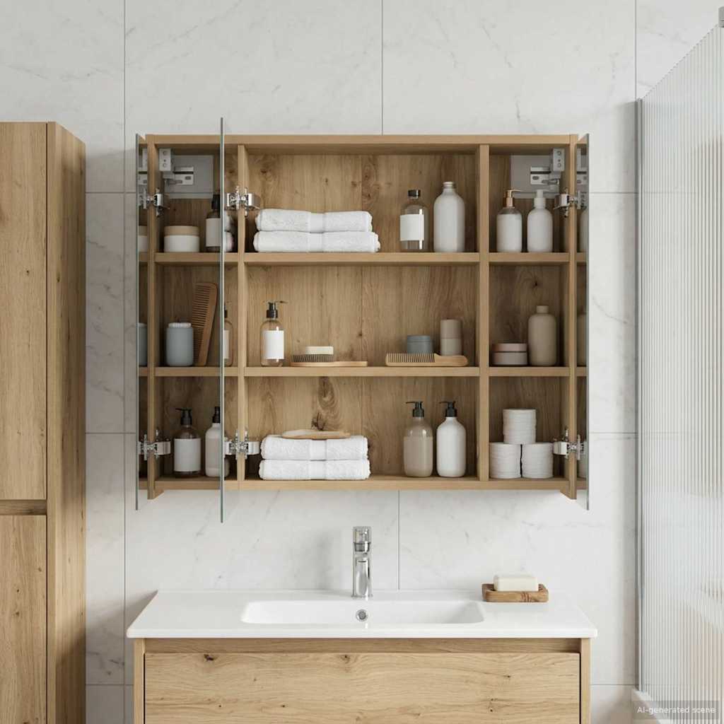Mobiletto per specchio da bagno Rovere Artigianale