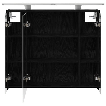 Mobiletto per specchio da bagno Rovere Nero 73,5 x 16 x 62,5 cm | homemem39