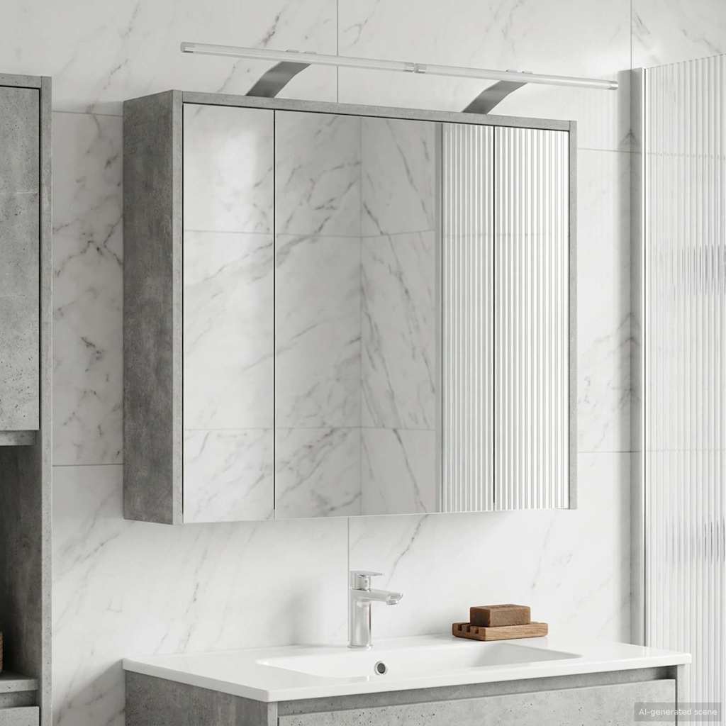 Mobiletto per specchio da bagno Grigio cemento | homemem39