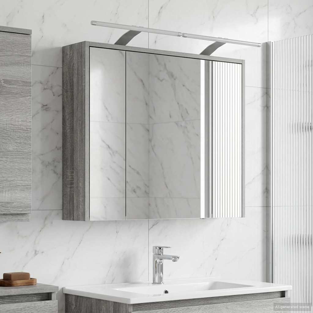 Mobiletto per specchio da bagno Grigio Sonoma | homemem39