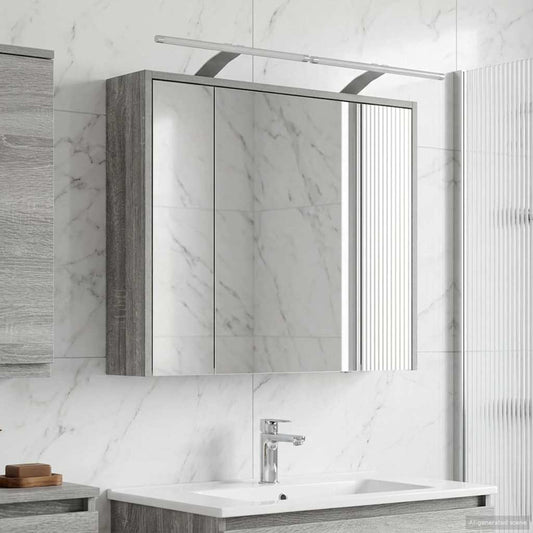 Mobiletto per specchio da bagno Grigio Sonoma | homemem39