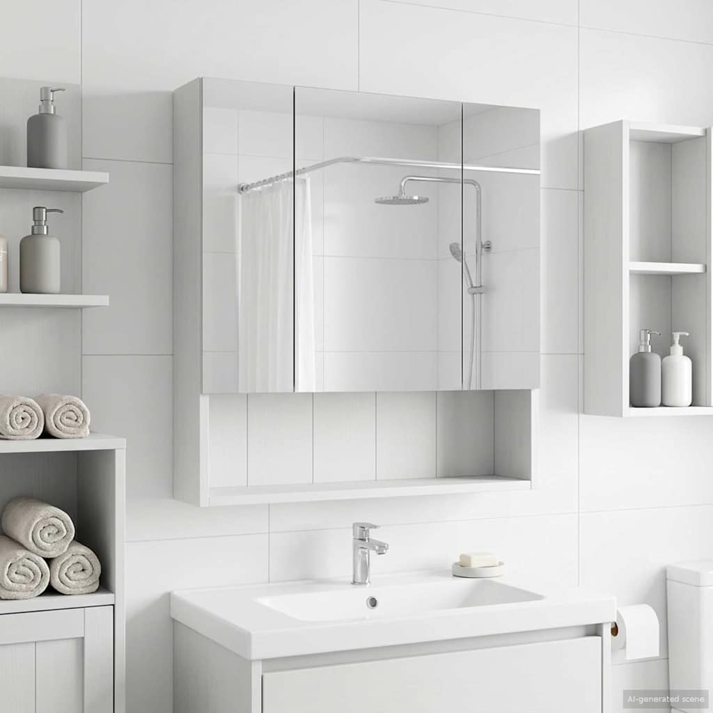 Mobiletto per specchio da bagno Bianco 60 x 14.5 x 70 cm | homemem39
