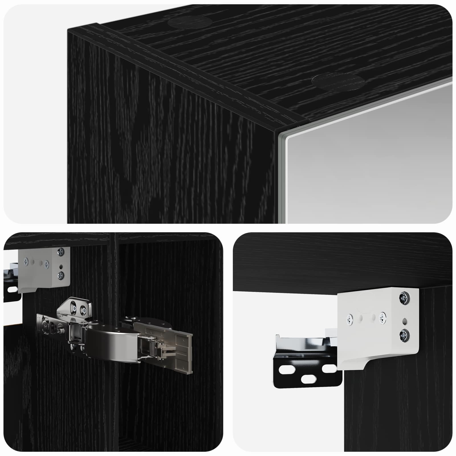Mobiletto per specchio da bagno Rovere Nero 60 x 14.5 x 70 cm | homemem39