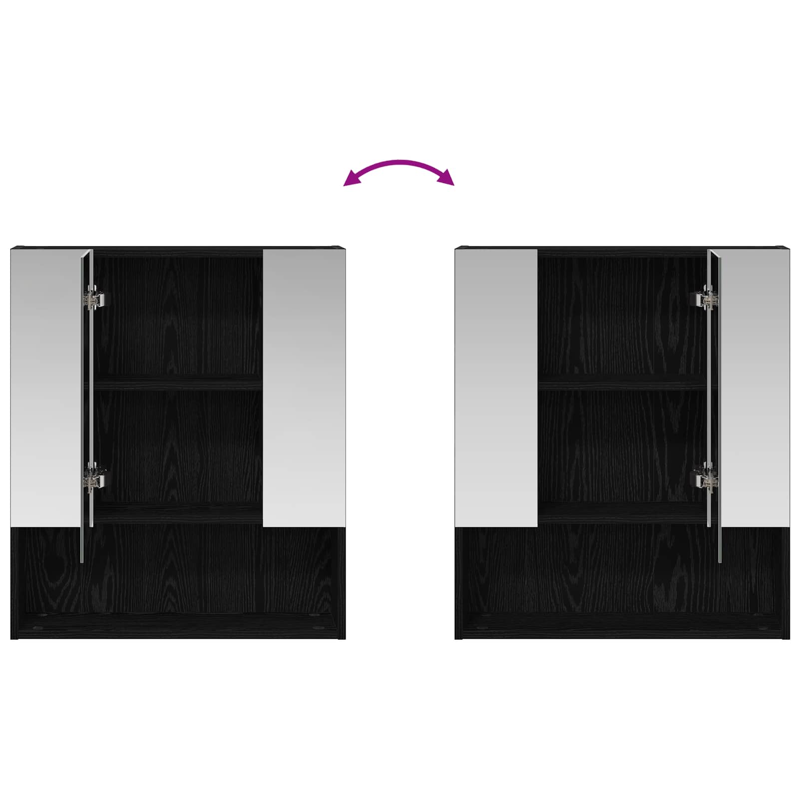 Mobiletto per specchio da bagno Rovere Nero 60 x 14.5 x 70 cm | homemem39