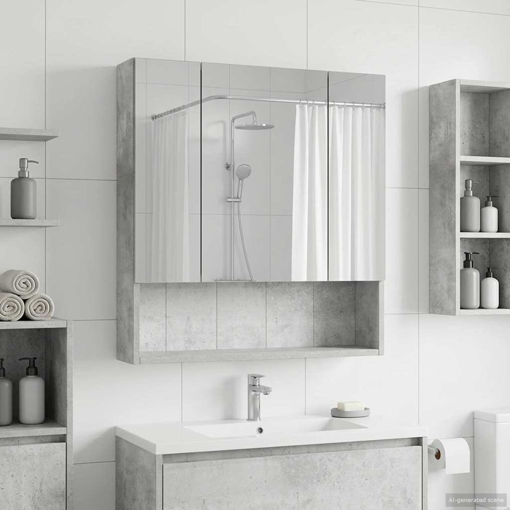 Mobiletto per specchio da bagno con lo scaffale Grigio cemento