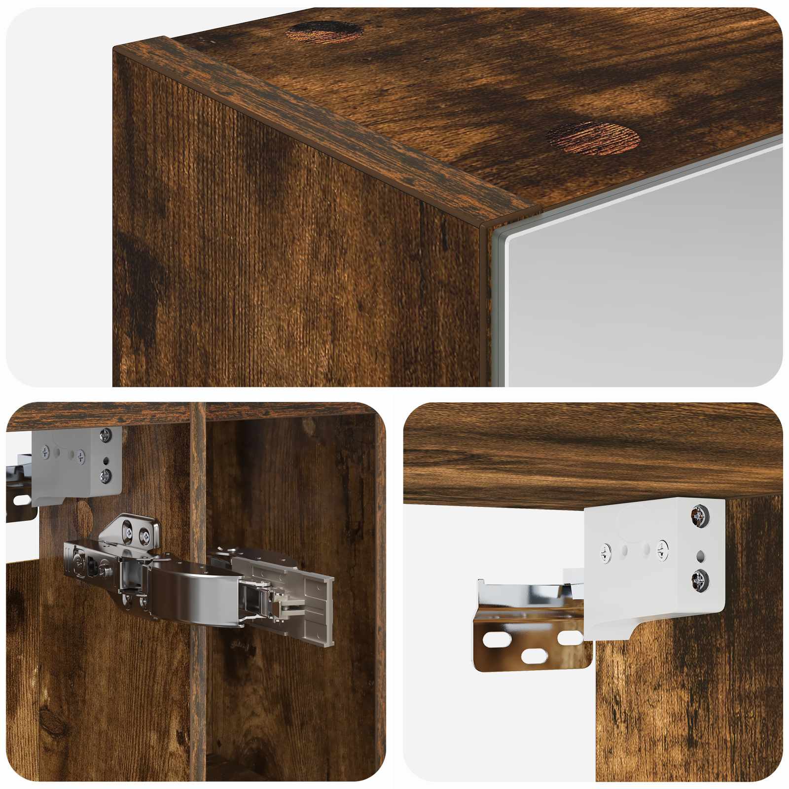 Mobiletto per specchio da bagno Rovere fumé 60 x 14.5 x 70 cm | homemem39