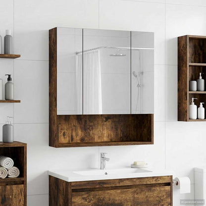 Mobiletto per specchio da bagno Rovere fumé 60 x 14.5 x 70 cm | homemem39