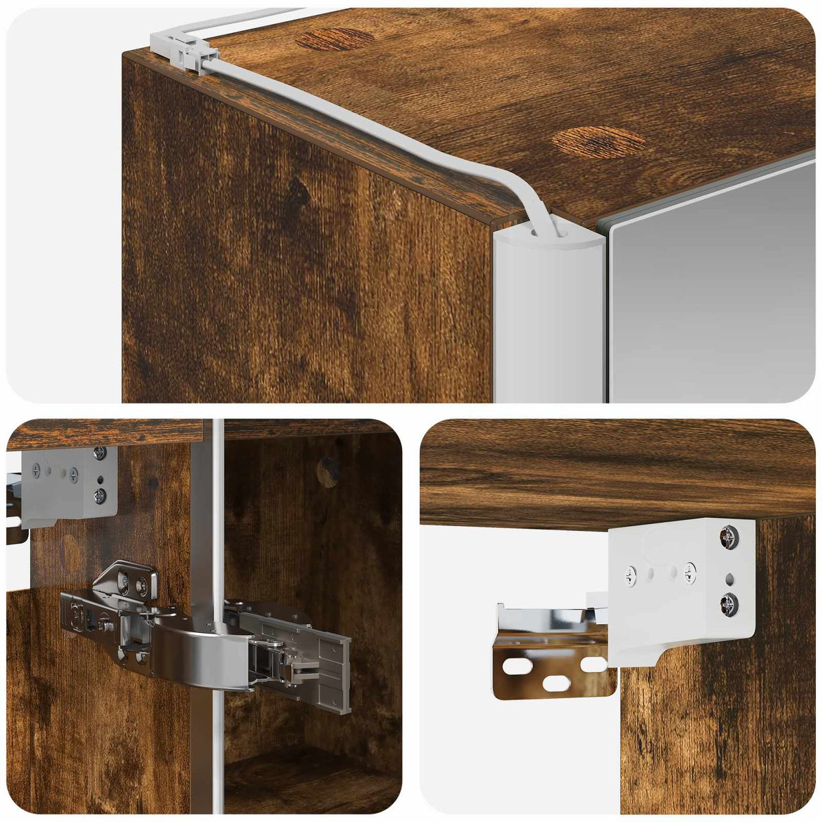 Mobiletto per specchio da bagno Rovere fumé 53,5 x 15,5 x 70 cm | homemem39