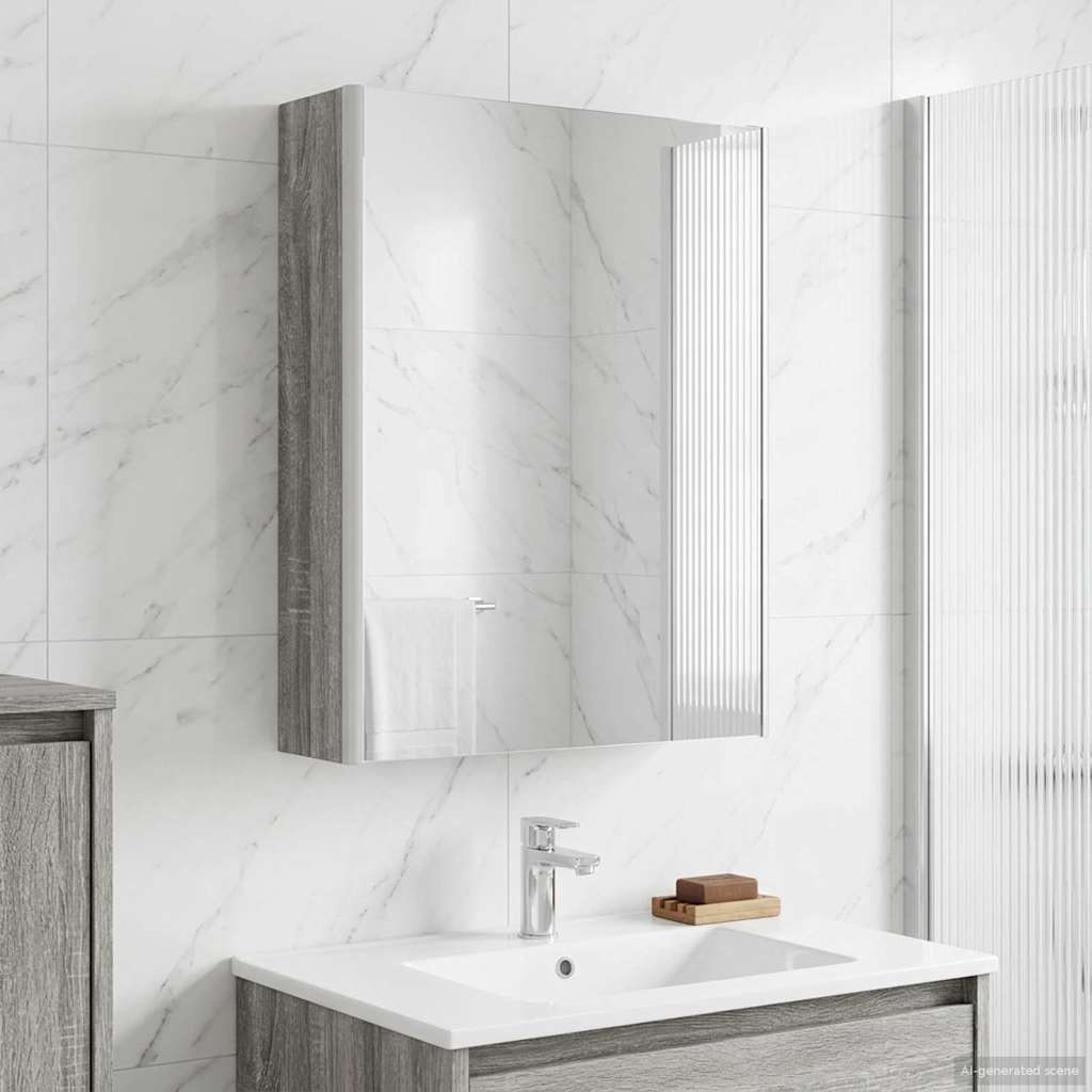 Mobiletto per specchio da bagno Grigio Sonoma | homemem39
