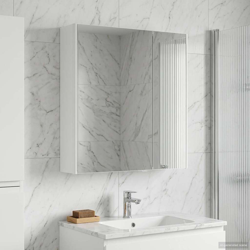 Mobiletto per specchio da bagno Bianco 63,5 x 15,5 x 70 cm | homemem39