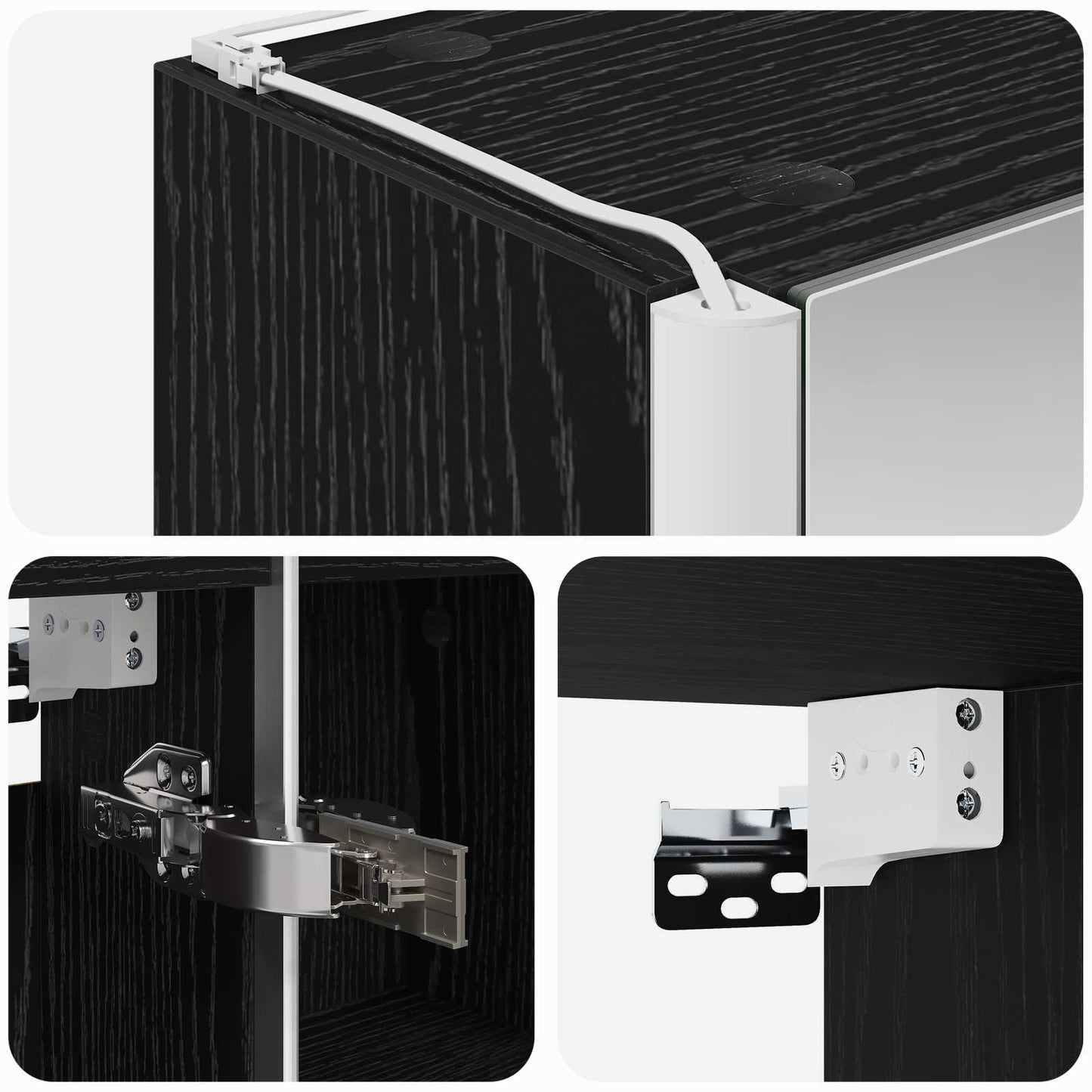 Mobiletto per specchio da bagno Rovere Nero 63,5 x 15,5 x 70 cm | homemem39