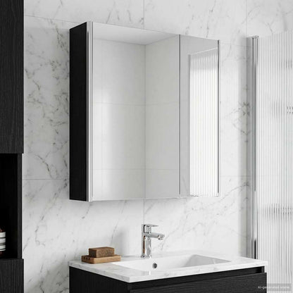 Mobiletto per specchio da bagno Rovere Nero 63,5 x 15,5 x 70 cm | homemem39