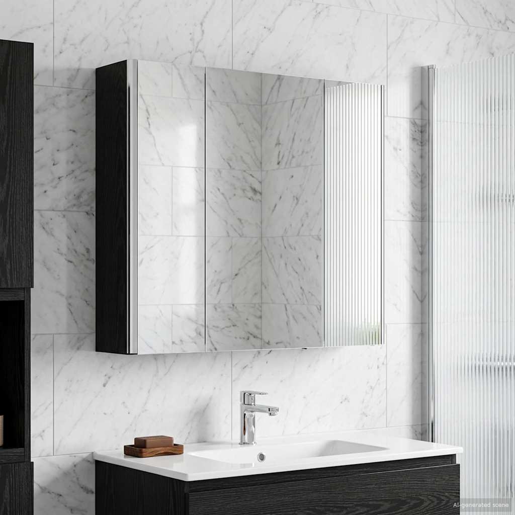 Mobiletto per specchio da bagno Rovere Nero | homemem39