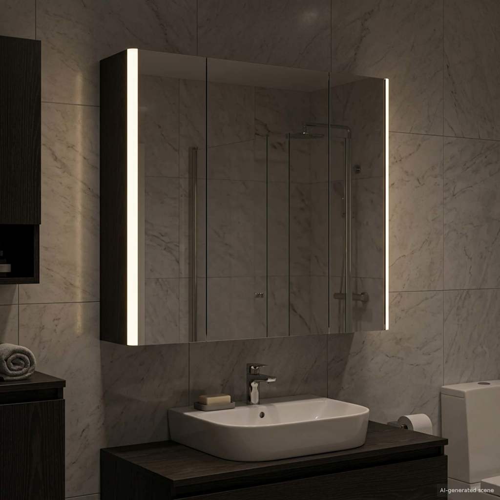 Mobiletto per specchio da bagno Rovere Nero | homemem39