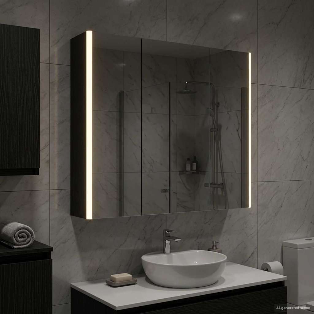 Mobiletto per specchio da bagno Rovere Nero 73.5 x 15.5 x 70 cm | homemem39