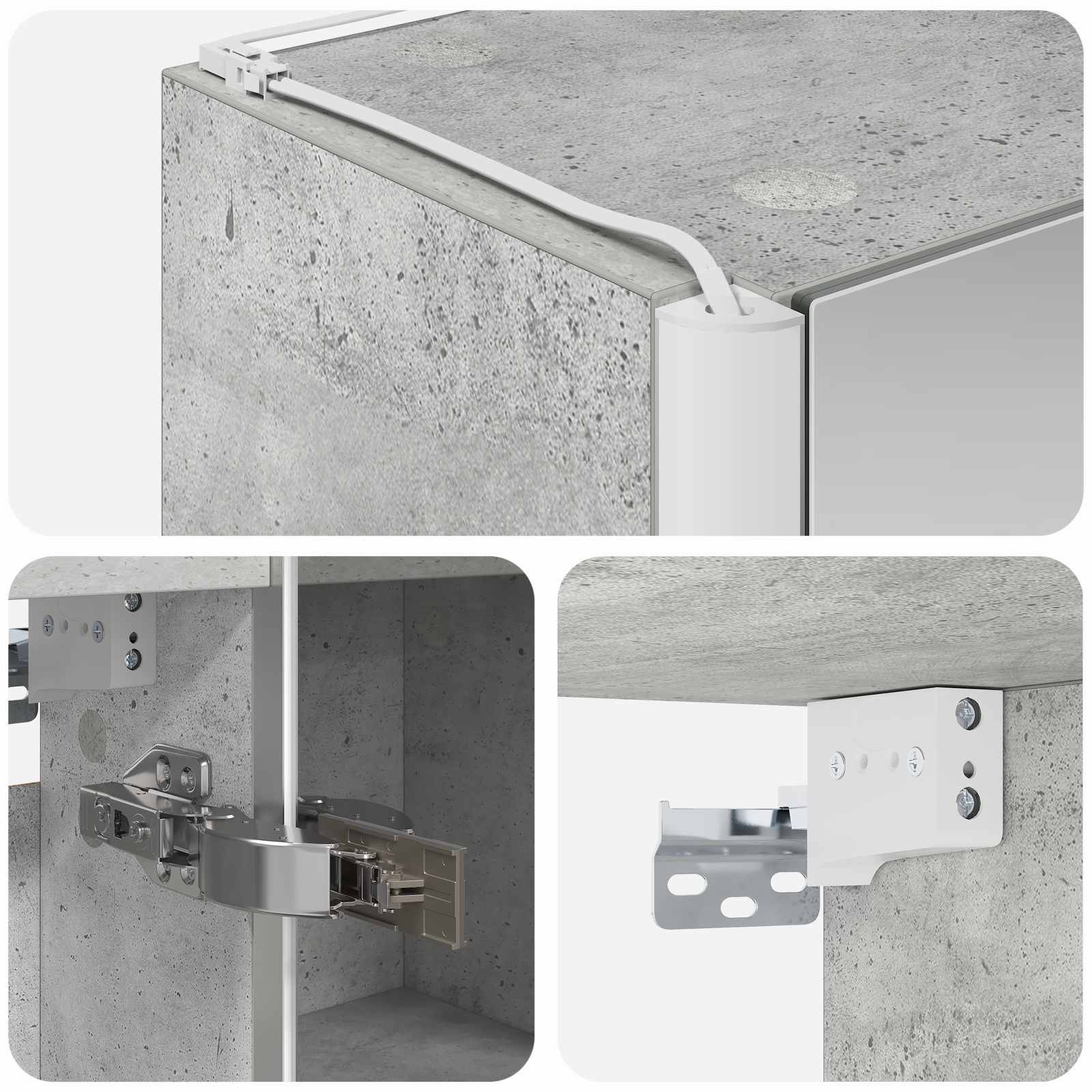 Mobiletto per specchio da bagno con lo scaffale Grigio cemento | homemem39
