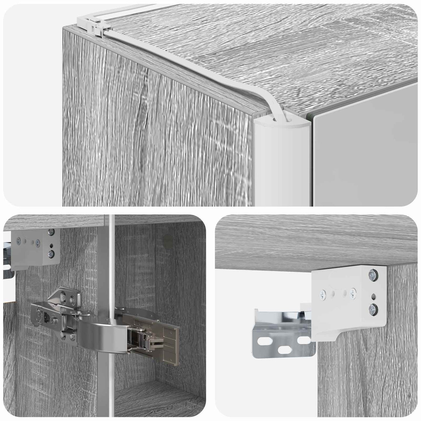 Mobiletto per specchio da bagno con lo scaffale Grigio Sonoma
