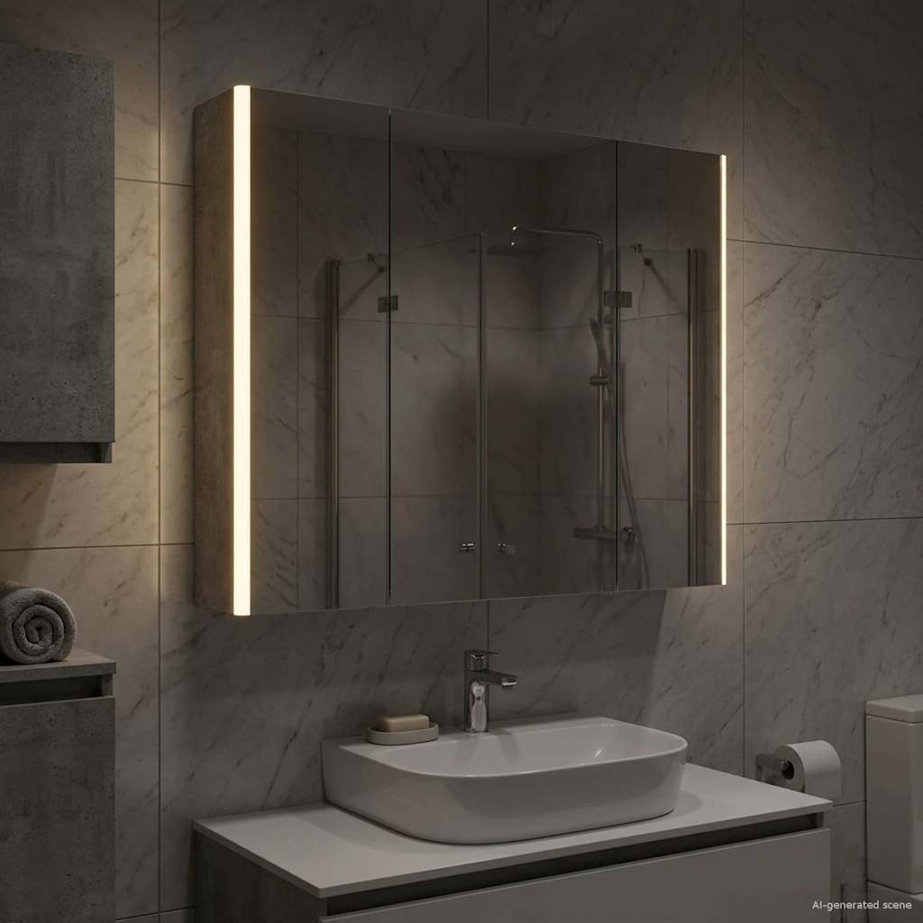 Mobiletto per specchio da bagno Grigio cemento | homemem39