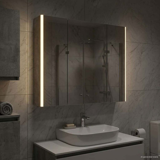 Mobiletto per specchio da bagno Grigio cemento | homemem39