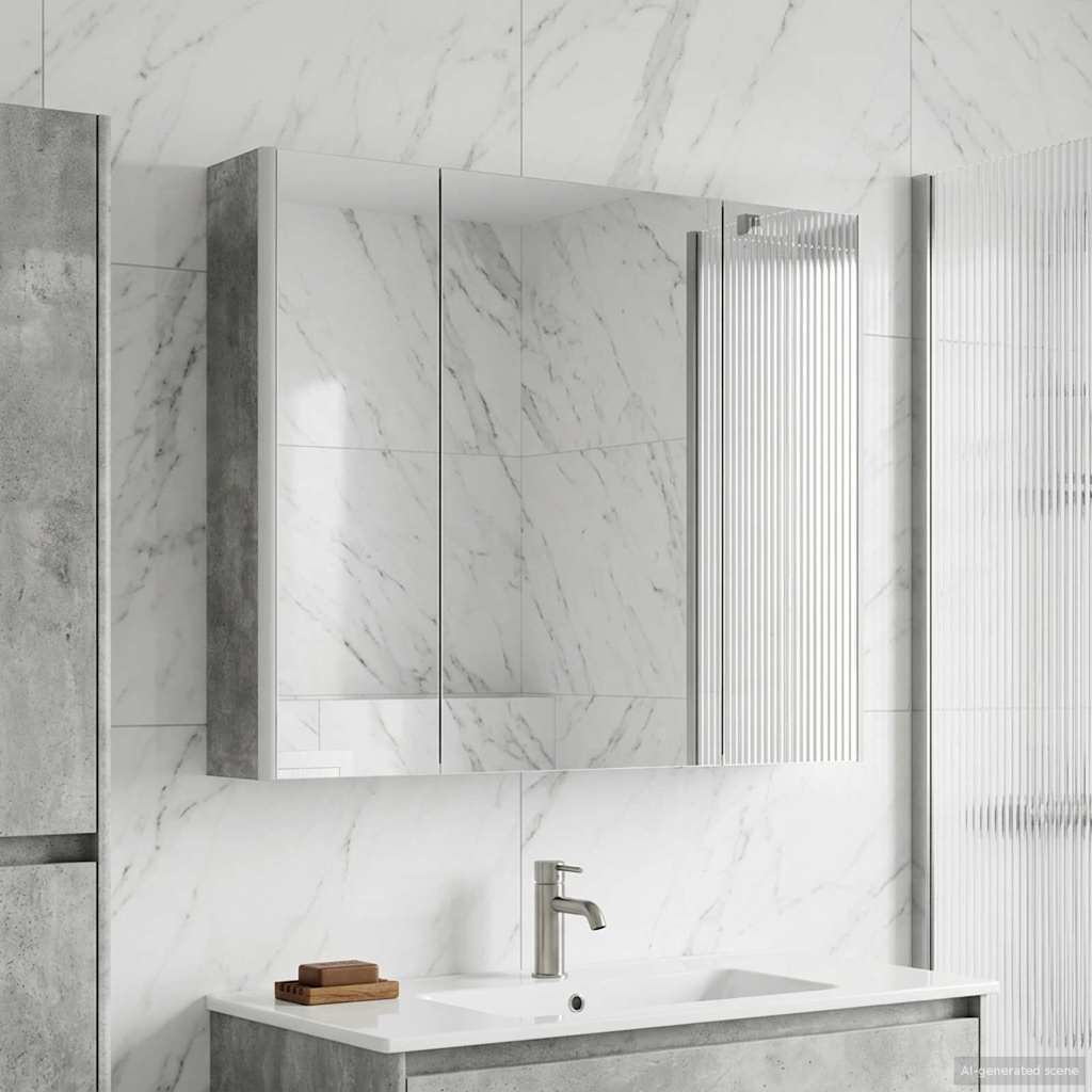 Mobiletto per specchio da bagno Grigio cemento | homemem39
