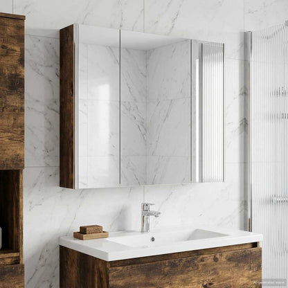 Mobiletto per specchio da bagno Rovere fumé 83,5 x 15,5 x 70 cm | homemem39