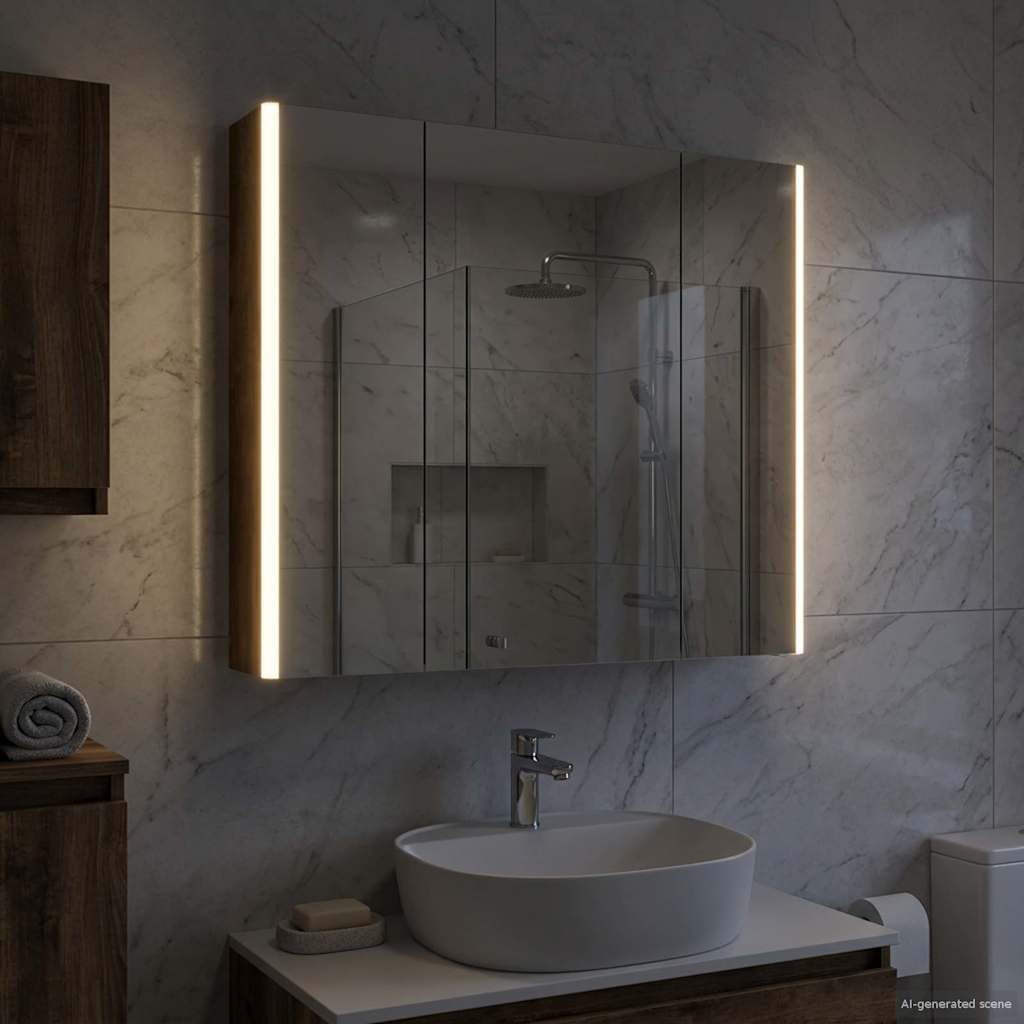 Mobiletto per specchio da bagno Rovere fumé 83,5 x 15,5 x 70 cm | homemem39