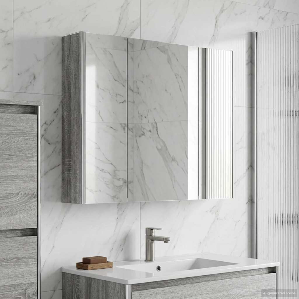 Mobiletto per specchio da bagno Grigio Sonoma | homemem39
