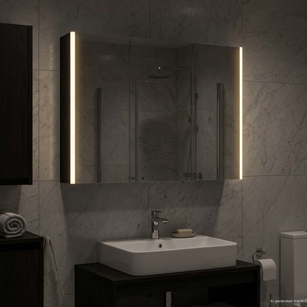 Mobiletto per specchio da bagno Rovere Nero