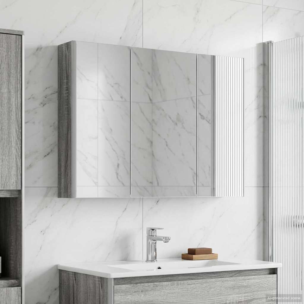 Mobiletto per specchio da bagno Grigio Sonoma | homemem39