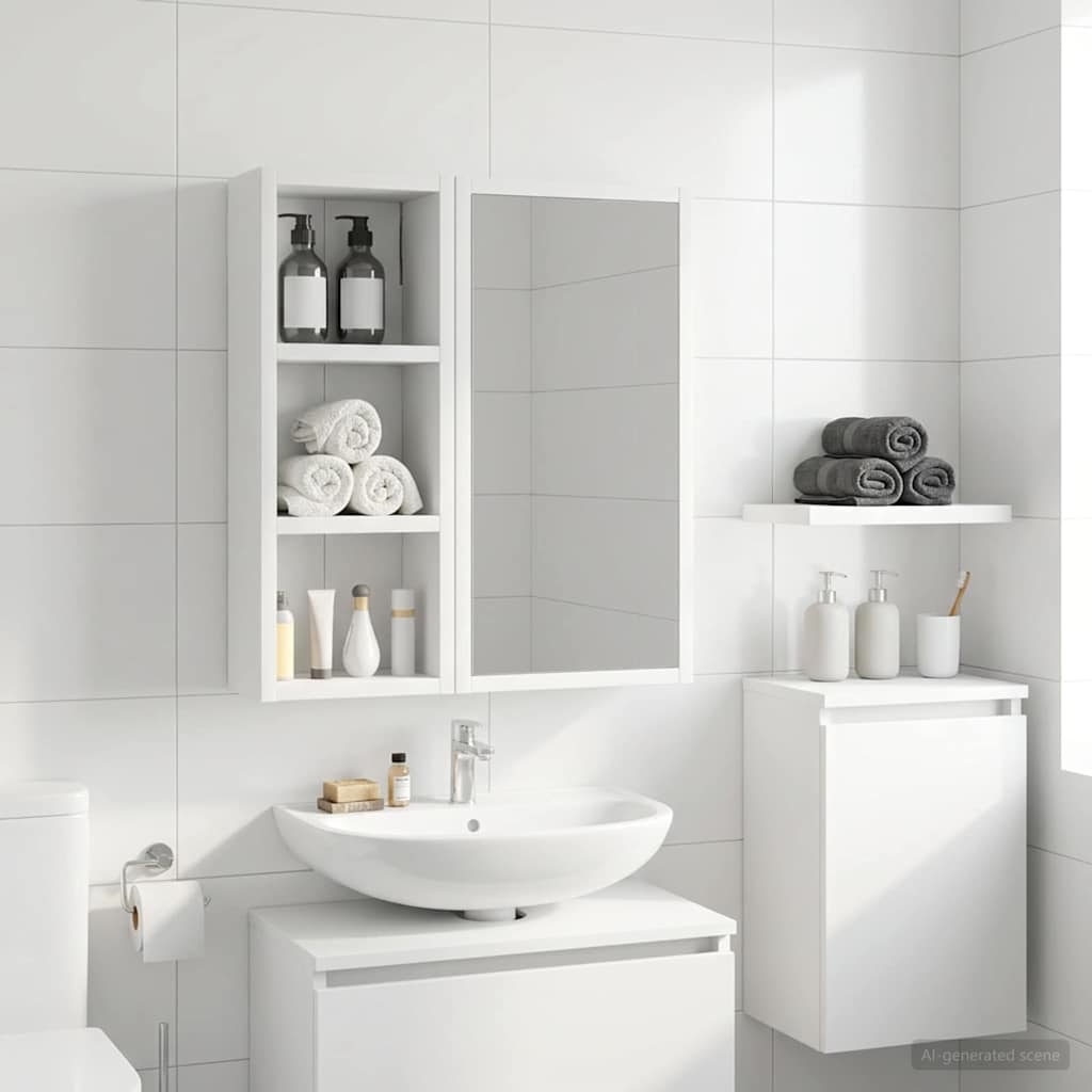 Armadio da bagno a muro con lo scaffale Bianco 20 x 10 x 50 cm | homemem39