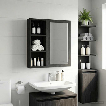 Armadio da bagno a muro Rovere Nero 20 x 10 x 50 cm | homemem39