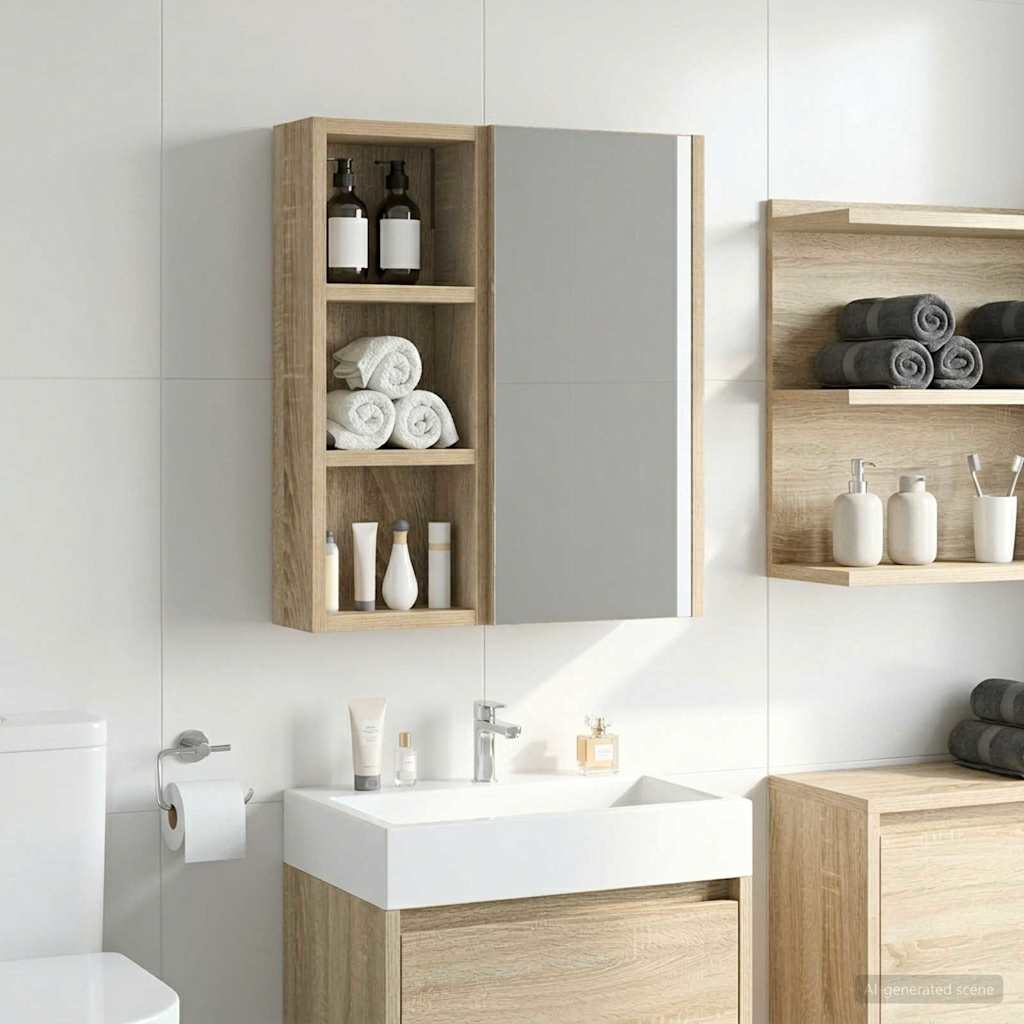 Armadio da bagno a muro Rovere Sonoma 20 x 10 x 50 cm | homemem39